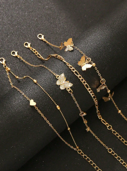 Elegant Minimalist Beaded Multilayer Anklet