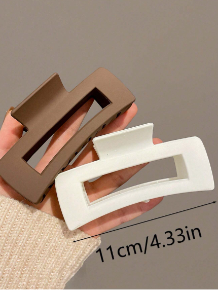 Black, White, Brown 4.33in/11cm Square Hair Clips