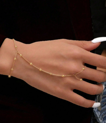 Fashion Pearl Chain Finger Ring