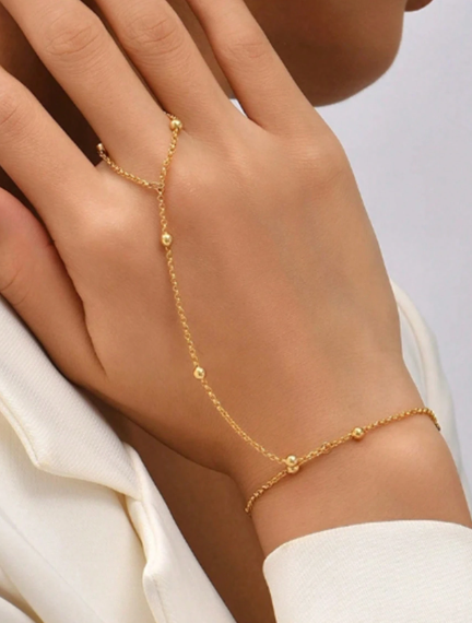 Fashion Pearl Chain Finger Ring