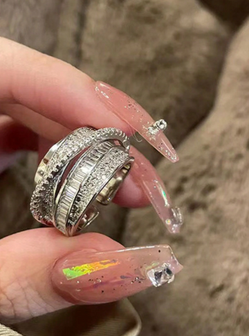 Shiny Zirconia Geometric Ring