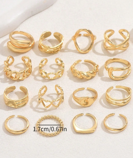 Vintage Geometric Asymmetrical Ring Set, Suitable For Women's Daily Wear, Gift