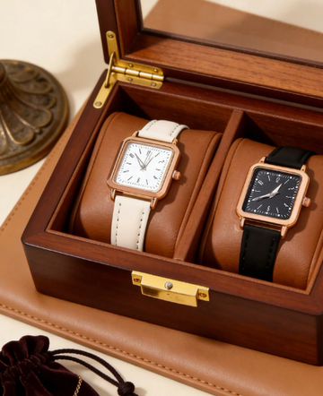 Vintage Square Women's Quartz Watch Set