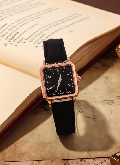 Vintage Square Women's Quartz Watch Set