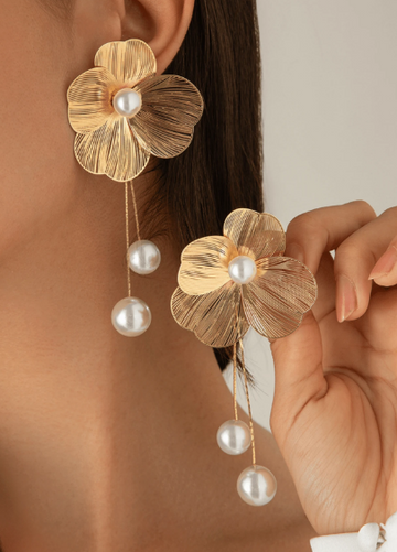 Layered Pearl Tassel Earrings