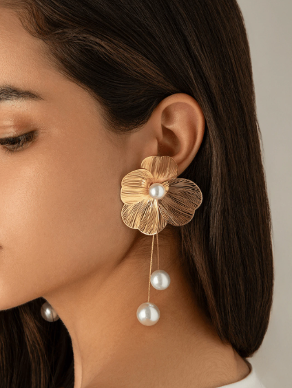Layered Pearl Tassel Earrings