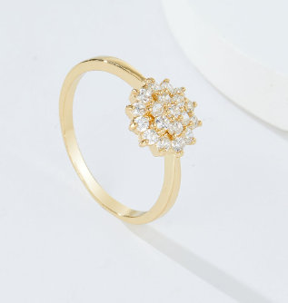 Zirconia Flower Decor Ring