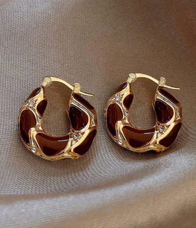 Enamel Dangle Hoop Earrings