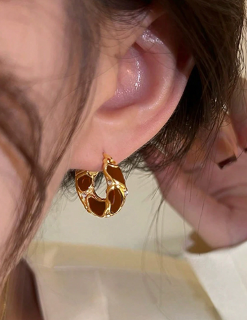 Enamel Dangle Hoop Earrings