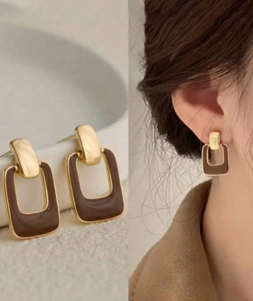 Coffee Square Earrings