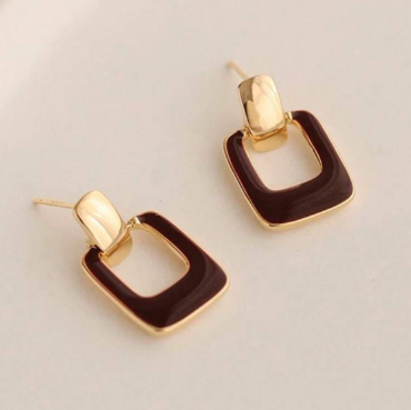 Coffee Square Earrings