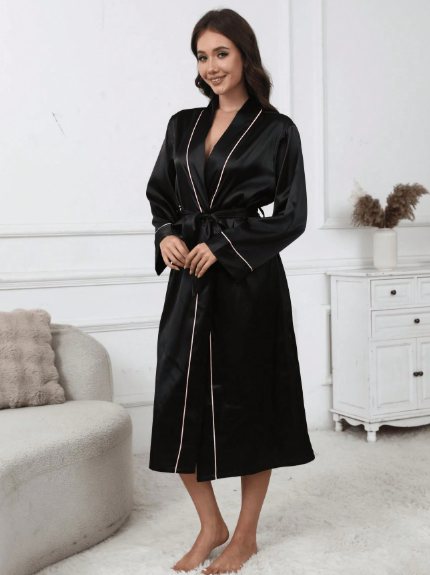 V-Neck Belt Design Bathrobe