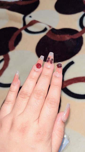 Nails (Pink Ombre with Roses)