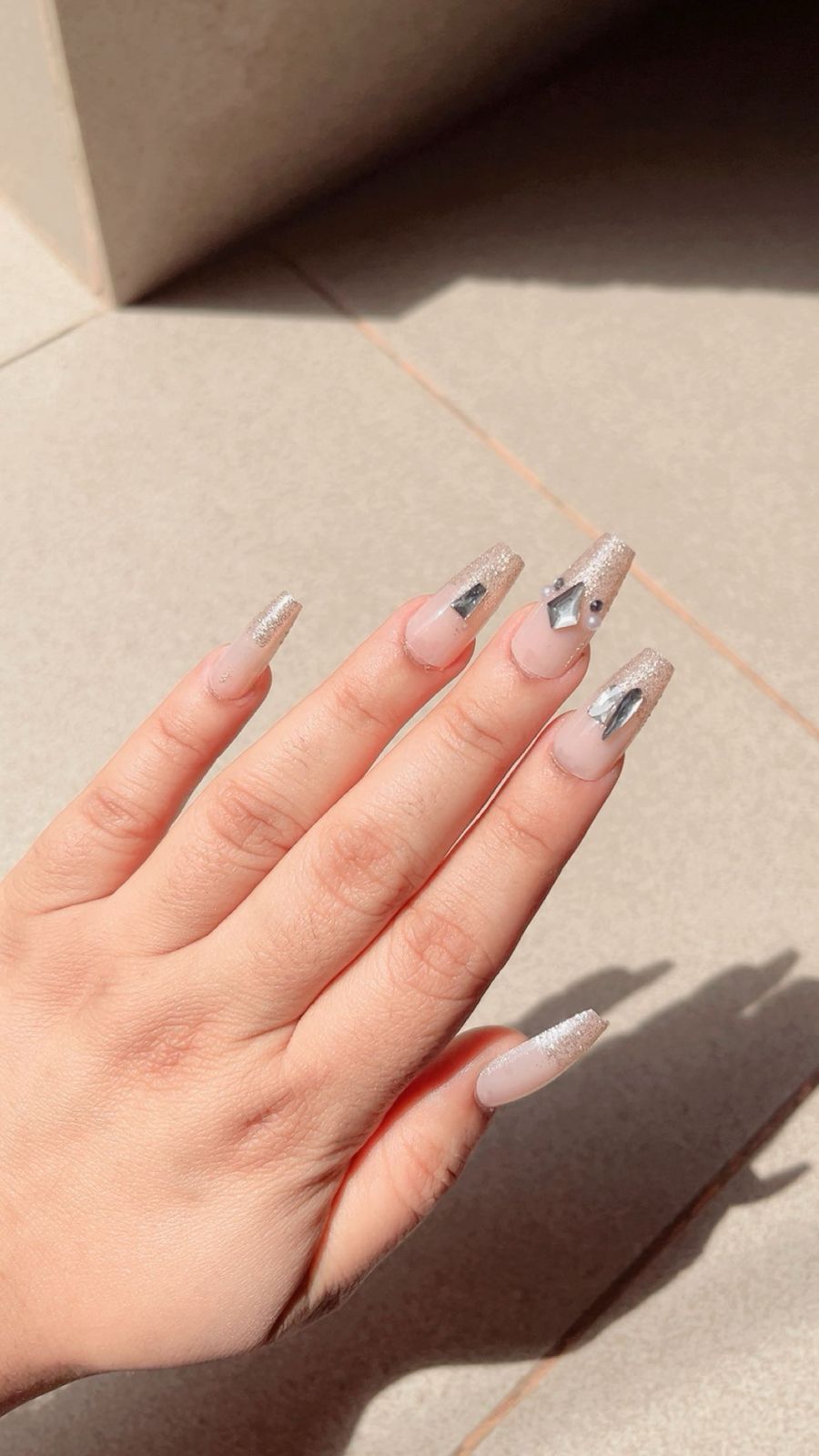 Elegant Bow Crystal Press-On Nails (Pink Nude Combo)